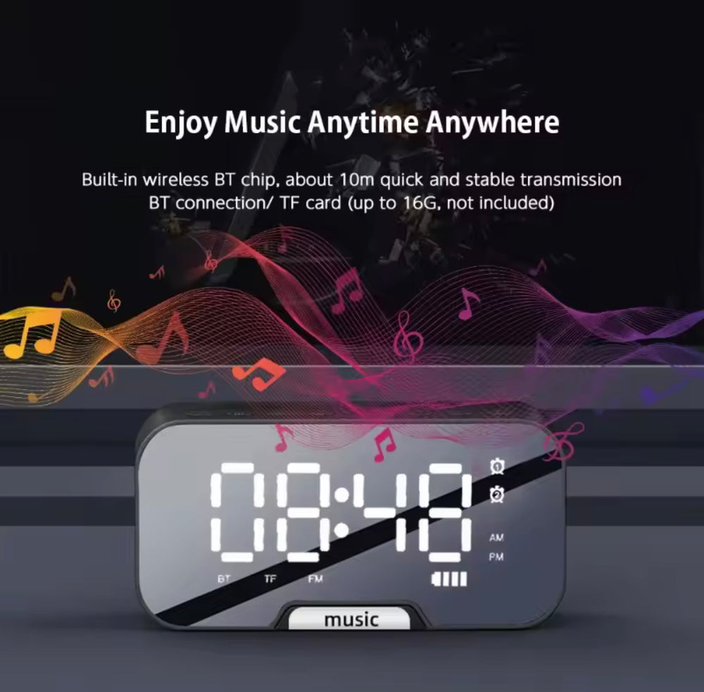 Multifunction Rechargeable Alarm Clock With Wireless Bluetooth Speaker, Radio Desk Clock