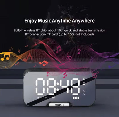 Multifunction Rechargeable Alarm Clock With Wireless Bluetooth Speaker, Radio Desk Clock