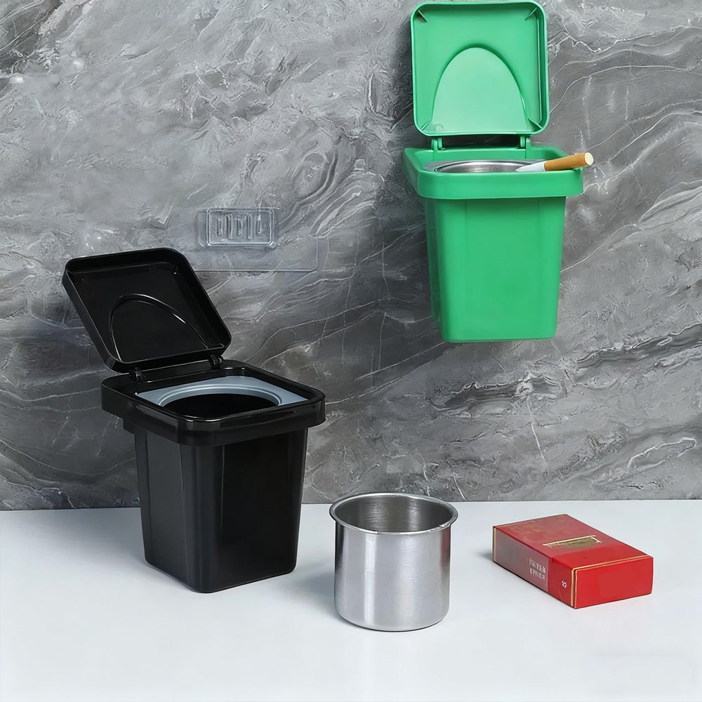 Wall Mounted Compact Cigarette Ashtray Trashbin