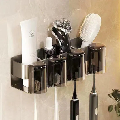 Wall Mounted Suction Shelf Royal Organix 4-in-1 Toothbrush Holder