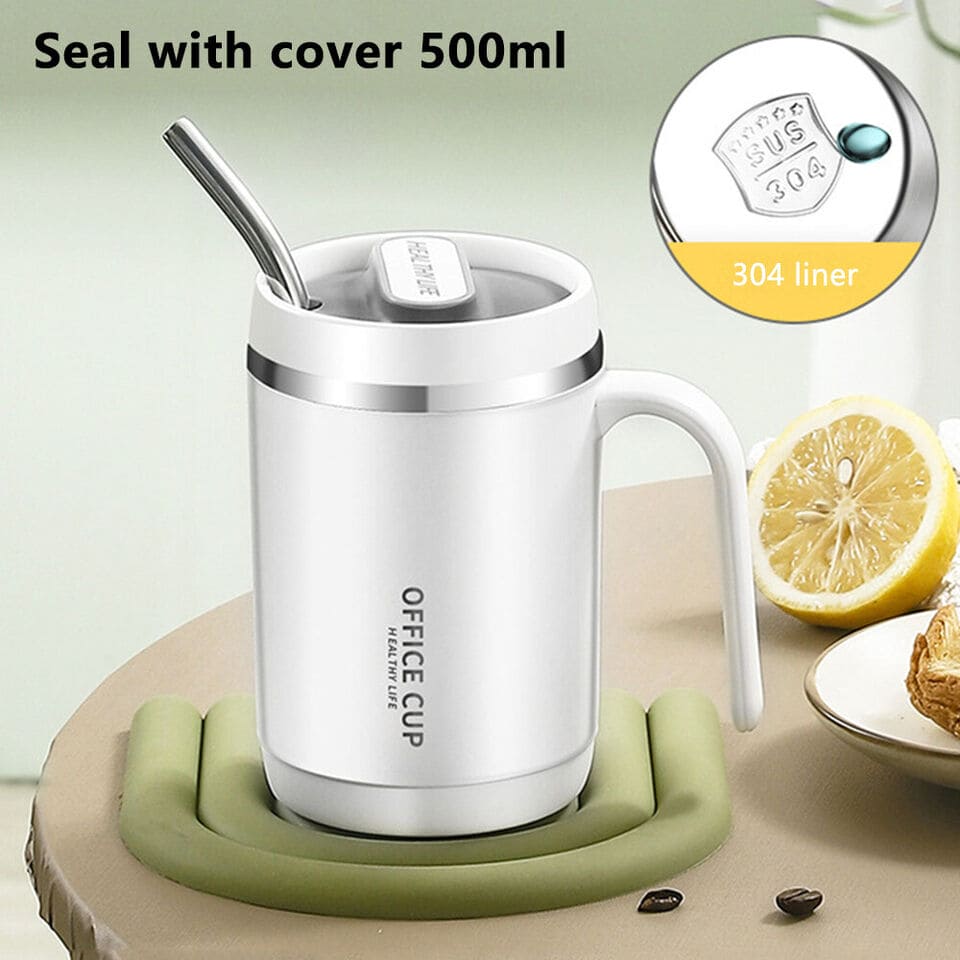 Travel Insulated Carry Mug With Handle (Stainless Steel)