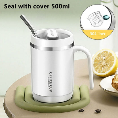 Travel Insulated Carry Mug With Handle (Stainless Steel)