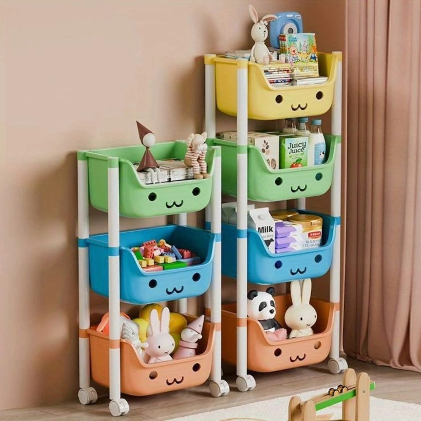 3 Tier Kids Toy Storage Trolley – Mobile Organizer for Toys & Essentials