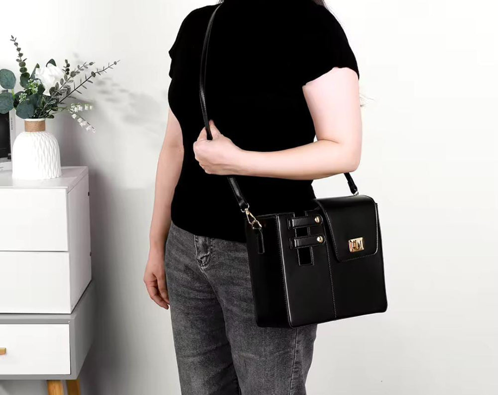 Multipurpose Leather Crossbody Bag With Tumbler Holder