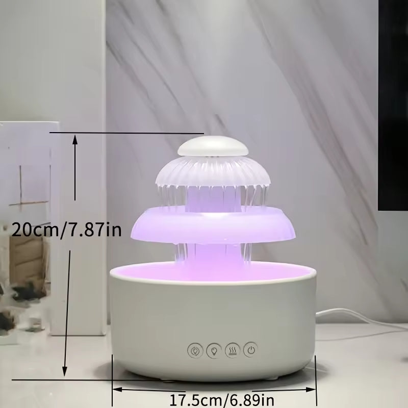 600 ML Table Top Waterfall Humidifier With 8-color Cycle Lights