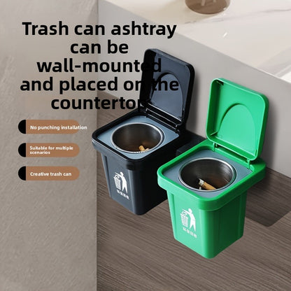 Wall Mounted Compact Cigarette Ashtray Trashbin