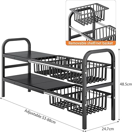 Multipurpose Used Under Sink Adjustable Storage Rack Heavy Quality