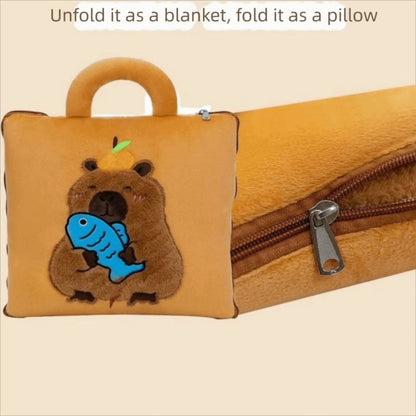 3-in-1 Cartoon Cushion Blanket – Plush Pillow & Travel Blanket