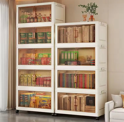 Multi Layer Foldable Storage Cabinet, Bedroom Closet Organizer With Doors