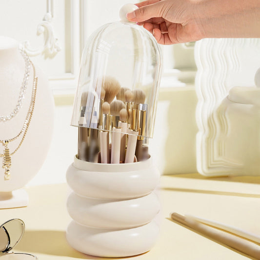 Nordic Style Rotating Makeup Brush Holder With Lid