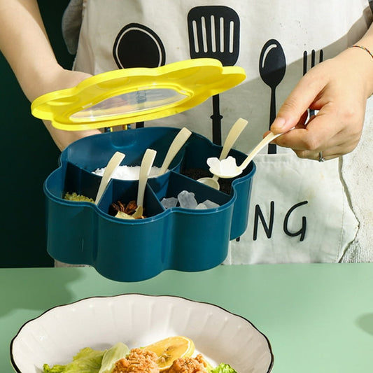 5 Grid Plastic Spice Box Seasoning Jar