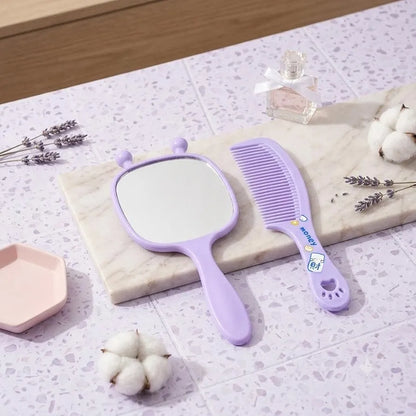 Cute Compact 2-Piece Mini Comb With Mirror Set