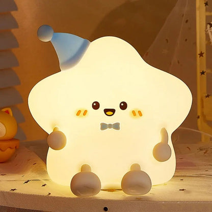 LED Star Night Light - Recahargeable Silicone Touch Table Lamp