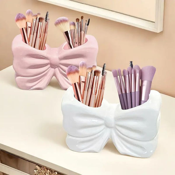 Elegant Cute Bow Shape Cosmetic Brush And Toothbrush Storage Organizer