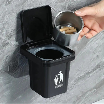 Wall Mounted Compact Cigarette Ashtray Trashbin