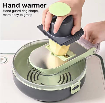 Manual 9 In 1 Vegetable Chopper, Draining Vegetable Cutter With Stainless Steel Blades