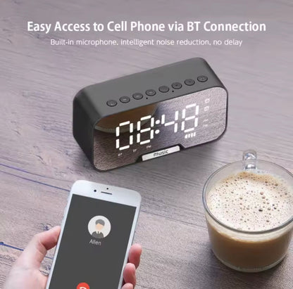 Multifunction Rechargeable Alarm Clock With Wireless Bluetooth Speaker, Radio Desk Clock