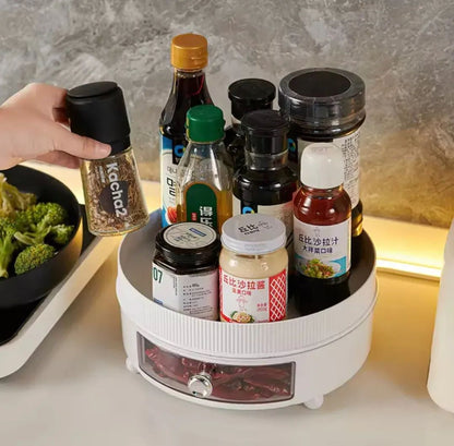 360° Rotation Spice Rack, Large Capacity Cosmetic Storage Tray
