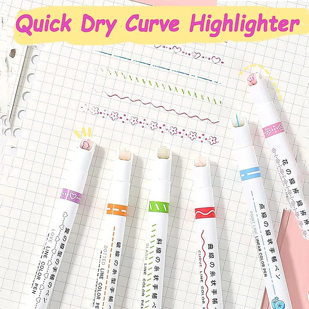 6-Piece Set of "Linear Roller Color Highlighters