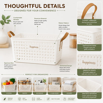 Happiness Multipurpose Storage Basket With Rubber Handle