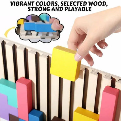 3D Wooden Tetris Puzzle Blocks Educational Colorful Set