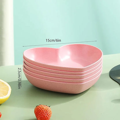 Heart Shape 10 PCs Plate Set With Holder (Randoms Colour)