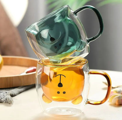 Double Wall Glass Bear Mug
