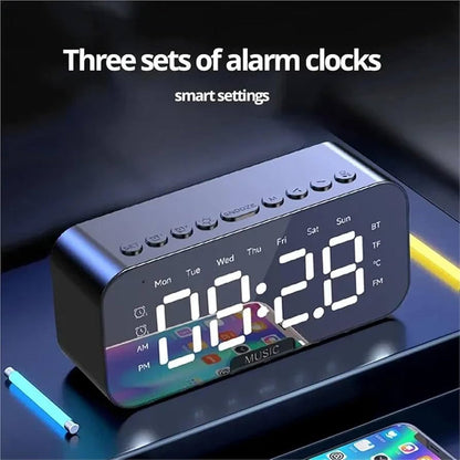 Multifunction Rechargeable Alarm Clock With Wireless Bluetooth Speaker, Radio Desk Clock
