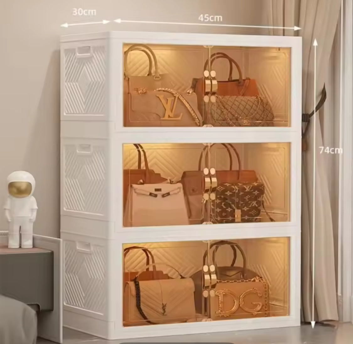 Multi Layer Foldable Storage Cabinet, Bedroom Closet Organizer With Doors