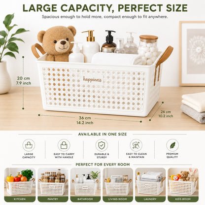 Happiness Multipurpose Storage Basket With Rubber Handle