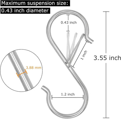 Multipurpose Heavy Duty Stainless Steel S-Hooks, Hanging Hooks