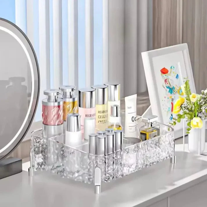 Elegant Crystal Vanity Tray, Acrylic Cosmetic Organizer