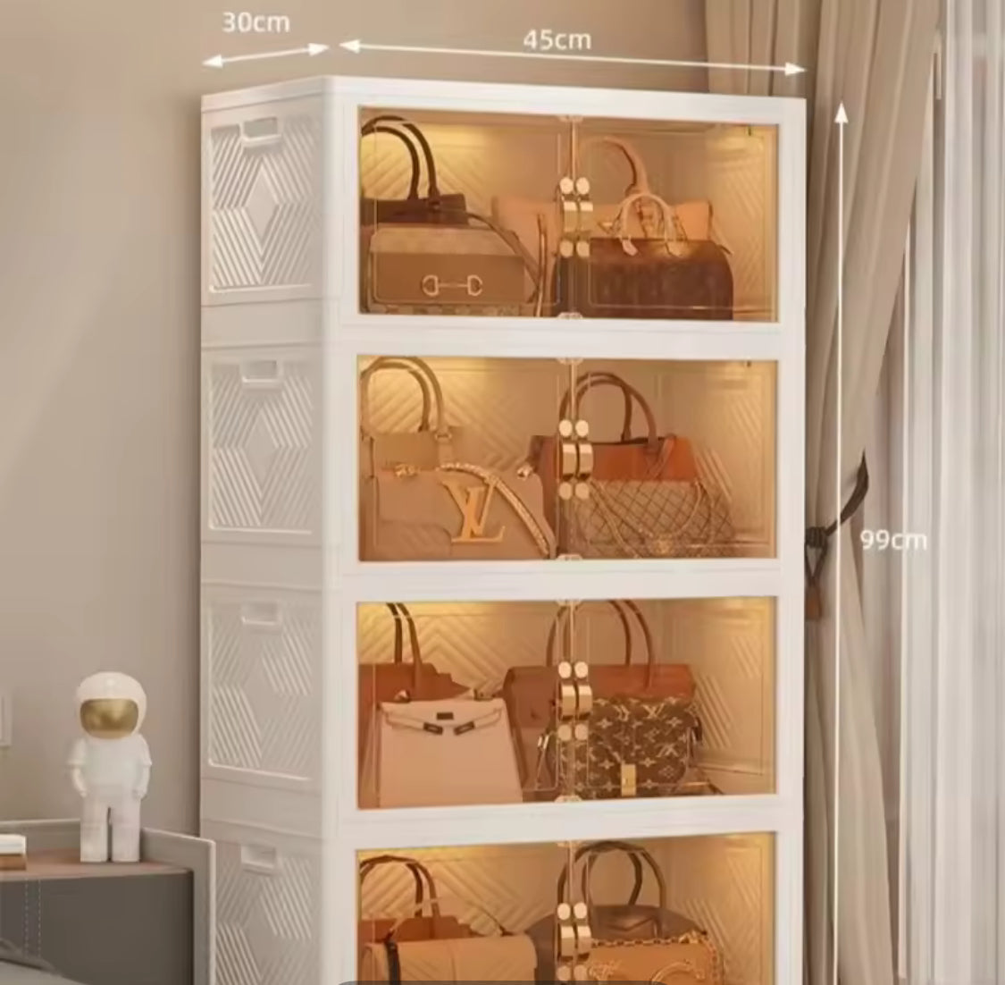 Multi Layer Foldable Storage Cabinet, Bedroom Closet Organizer With Doors