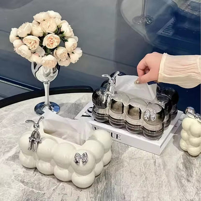 Acrylic Bubble Tissue Box With Bow And Bear