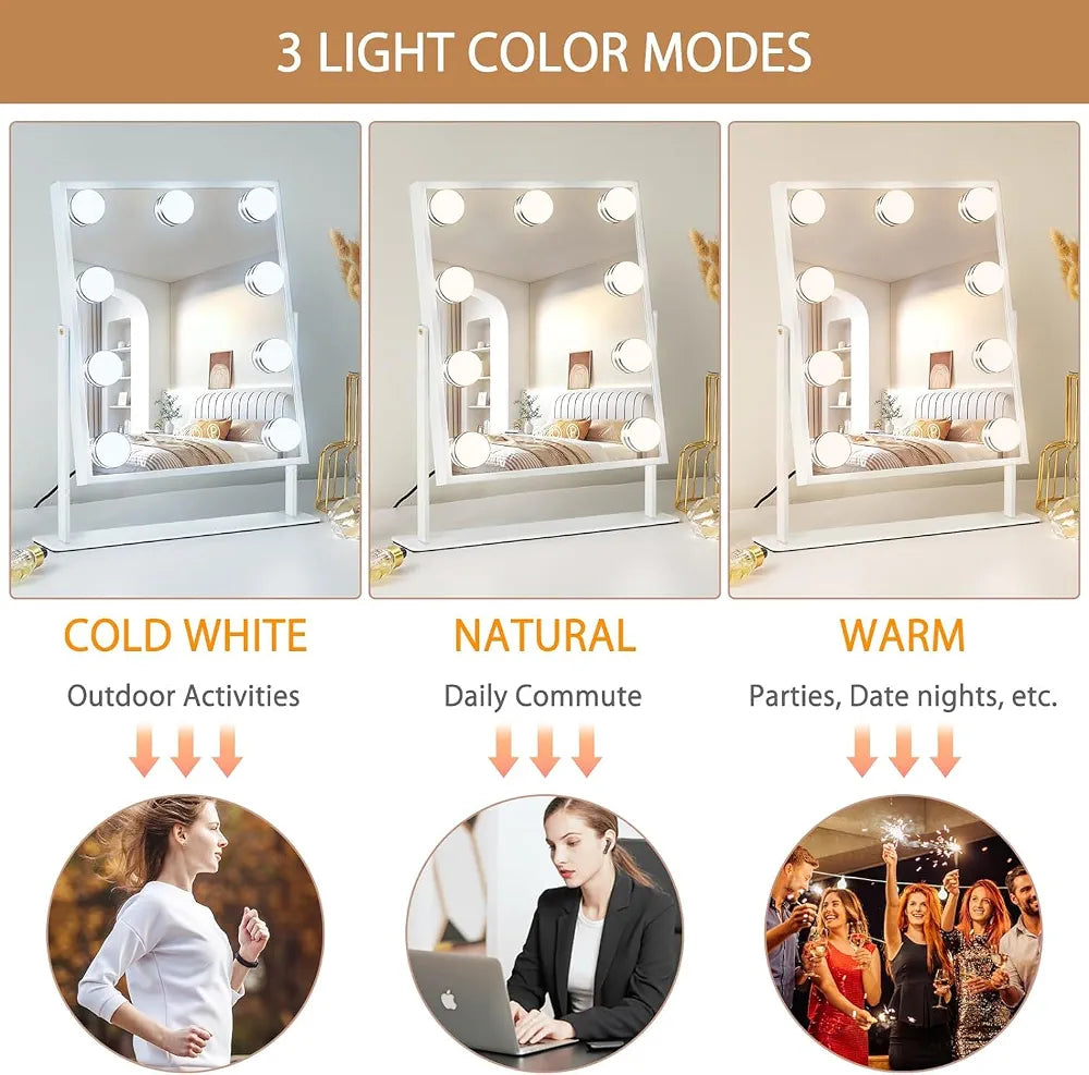 Luxury Vanity Mirror With Bulb (3 Colors Mode)
