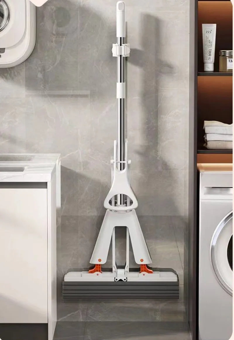 Squeezed Self Draining Rubber Cotton Mop Hand Free Magic Self-Cleaning Flat Mop