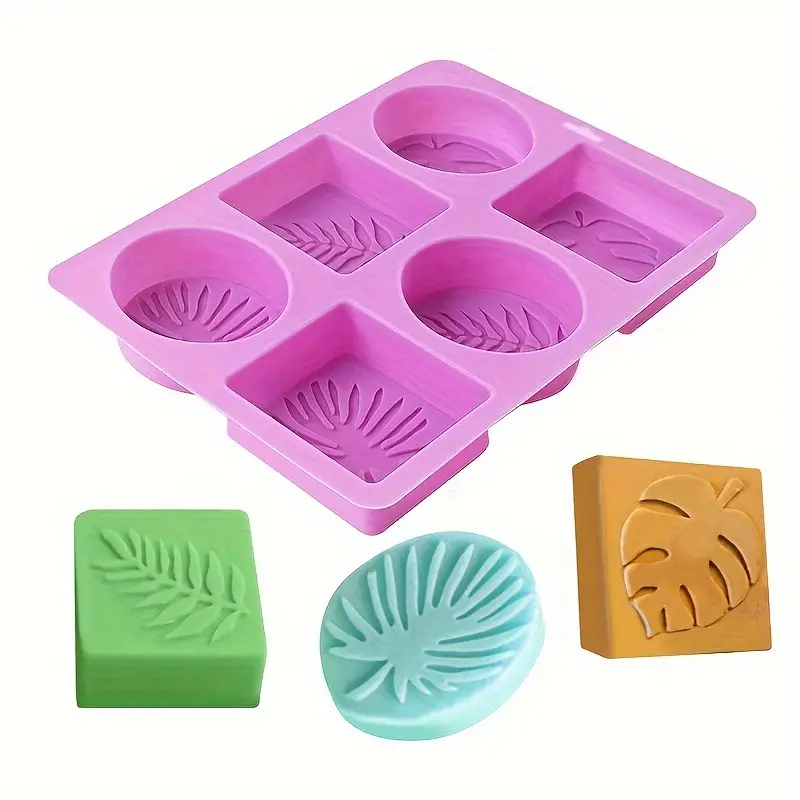 6-Cavity Tropical Leaf Silicone Mold Used For DIY Soap