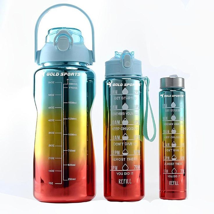 Three Pcs Metallic Colour Water Bottle
