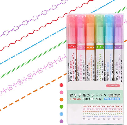 6-Piece Set of "Linear Roller Color Highlighters