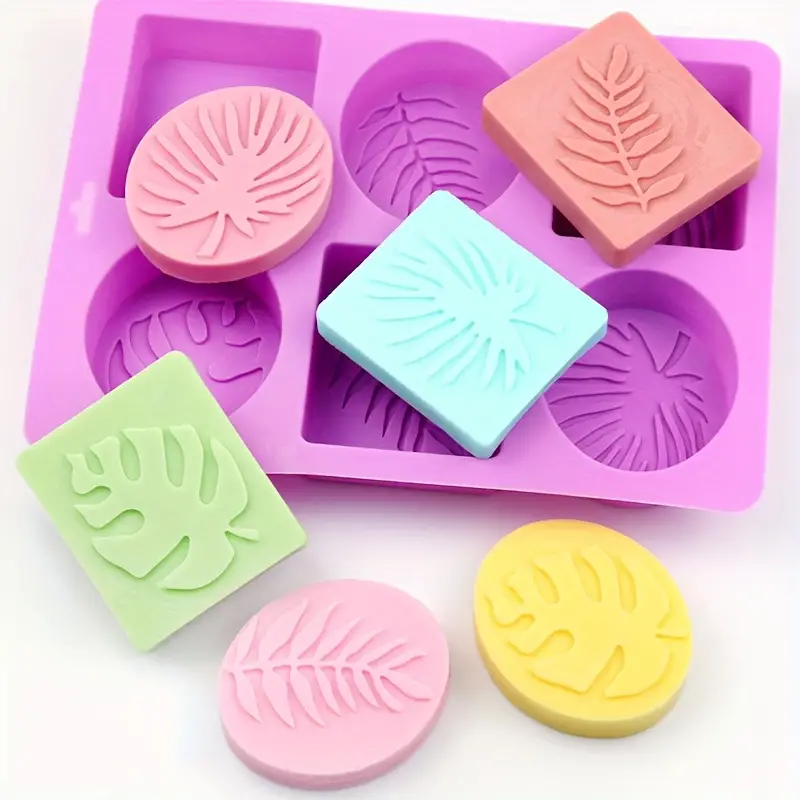6-Cavity Tropical Leaf Silicone Mold Used For DIY Soap