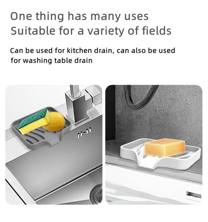 Silicone Soap Dish & Kitchen Soap Tray, Durable Rubber Soap Dish with Drainage