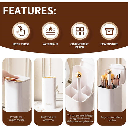 Automatic Lifting Makeup Brush Holder with Lid