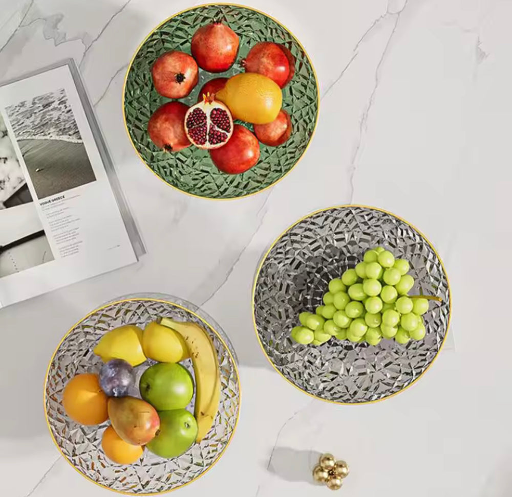 Elegant Acrylic Draining Luxury Fruit Bowl With Golden Rim