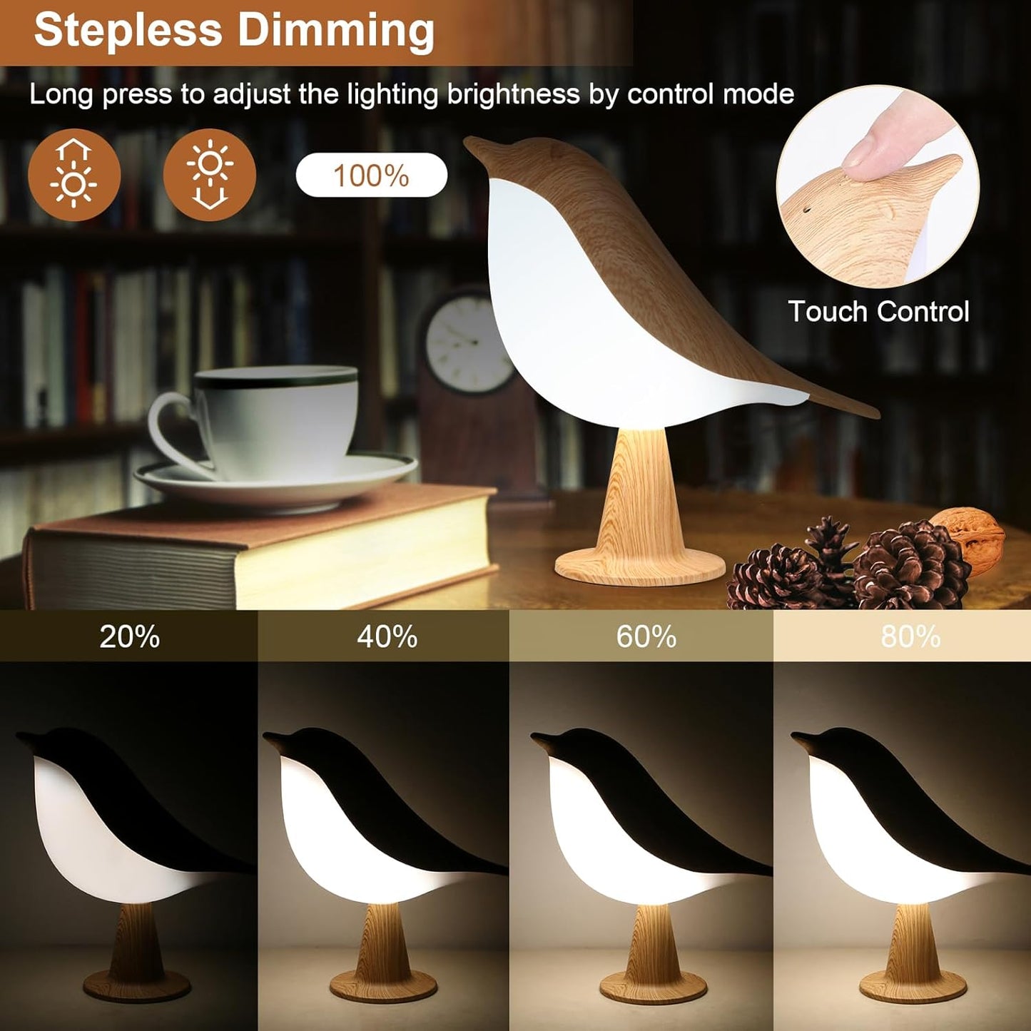 Rechargeable Sparrow Bird Shaped Table Lamp