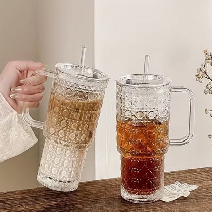 Glass Tumbler with Handle, Straw & Leak-Proof Lid – 750ml
