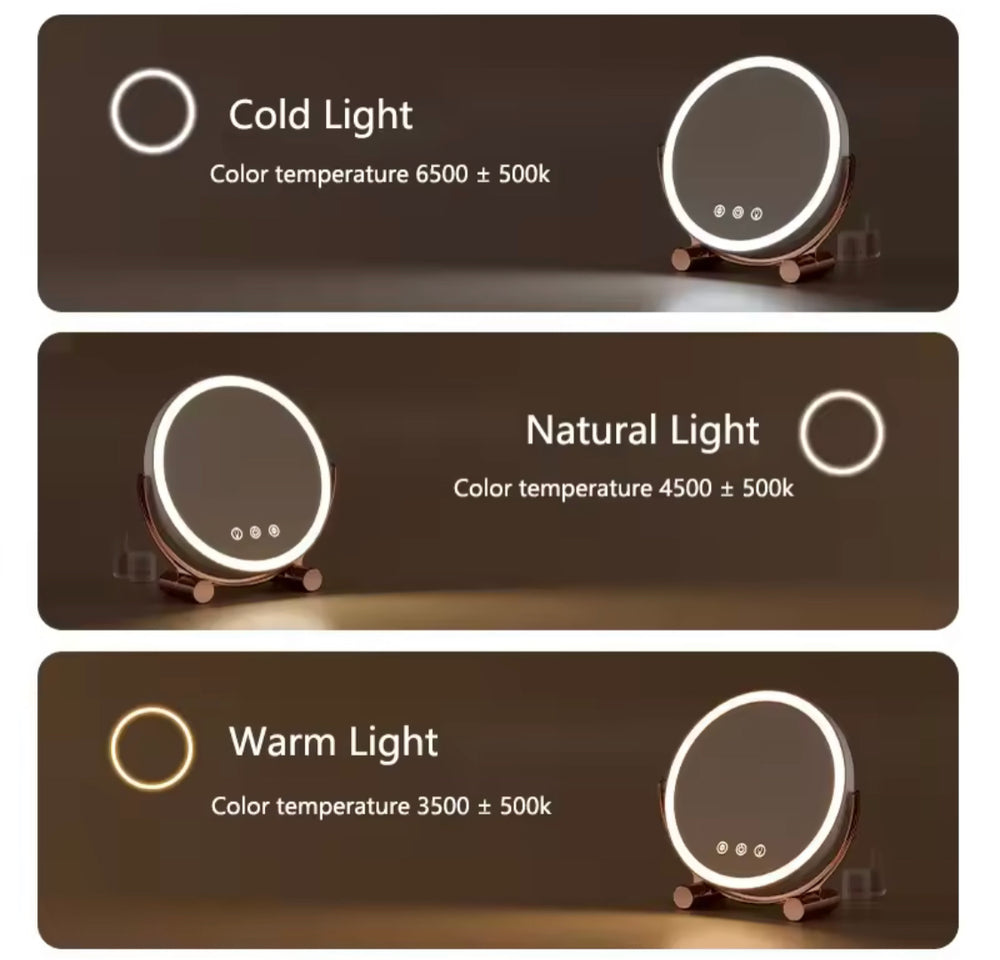 Vanity Cosmetics Round Shape Desktop LED Makeup Mirror