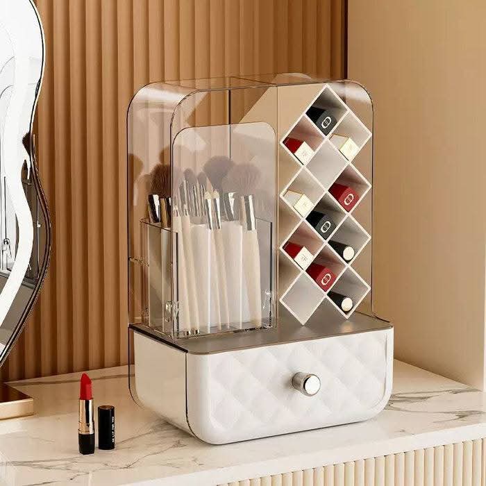 Luxury Dustproof Cosmetic Organizer – Premium Makeup Storage Box with Drawer