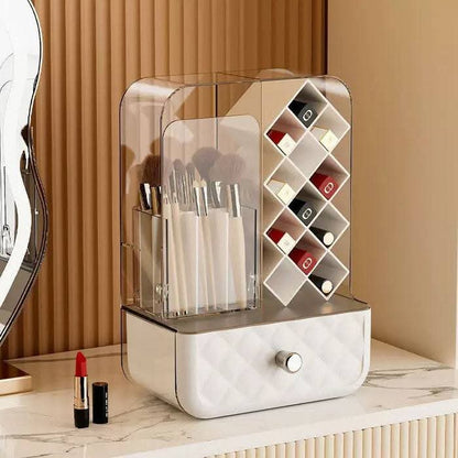Luxury Dustproof Cosmetic Organizer – Premium Makeup Storage Box with Drawer