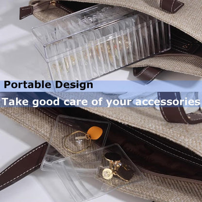 Clear Jewelry Organizer Box with 20 pvc Resealable Zip Bags – Compact Storage Case for Rings, Earrings, Necklaces & Small Accessories