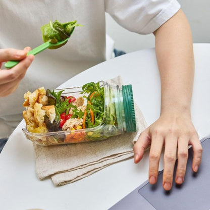 Dual-Opening Salad Jar with Built-In Sauce Cup